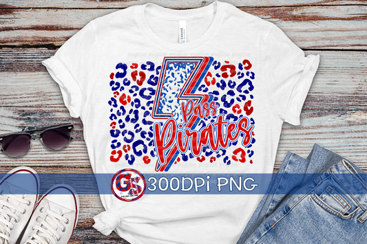 Pass Christian Pirates Lightning Bolt PNG for Sublimation