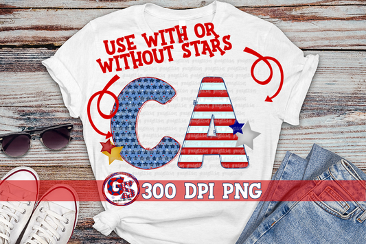 Patriotic California PNG for Sublimation