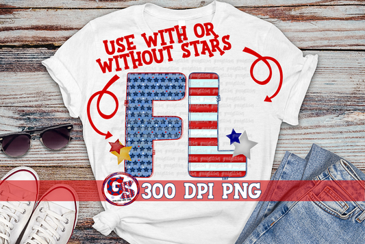 Patriotic Florida FL PNG for Sublimation