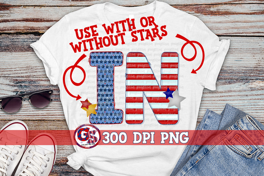 Patriotic Indiana IN PNG for Sublimation