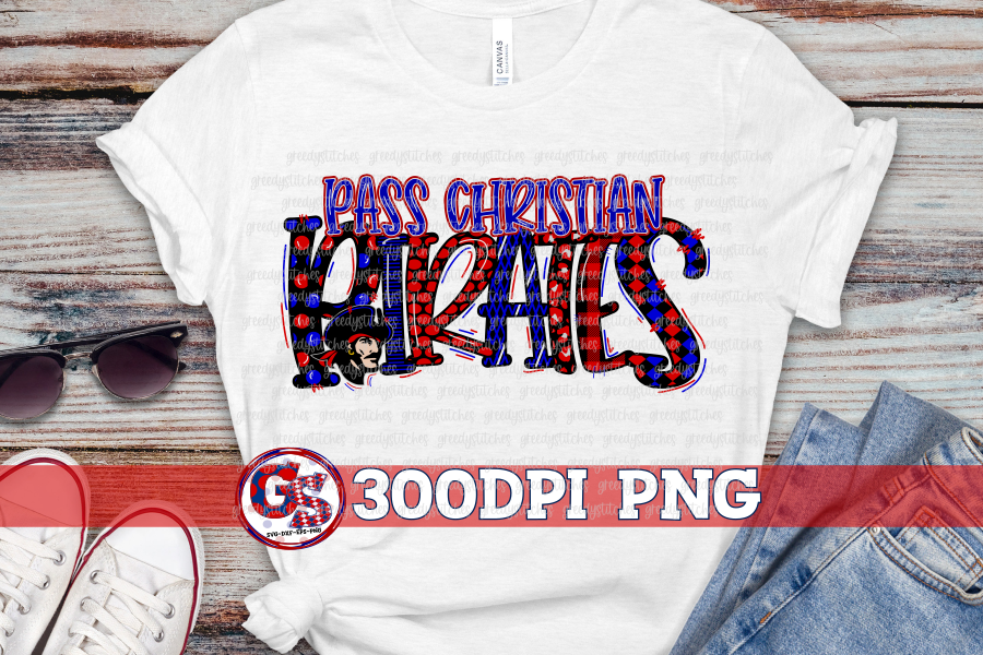 Pass Christian Pirates Word Art PNG for Sublimation