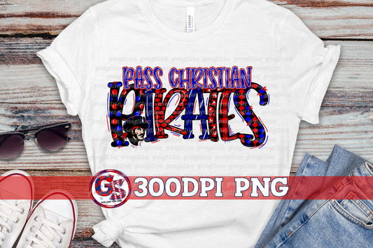 Pass Christian Pirates Word Art PNG for Sublimation