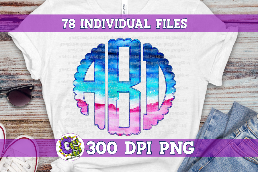 Pink Sands Beach Monogram Set PNG for Sublimation