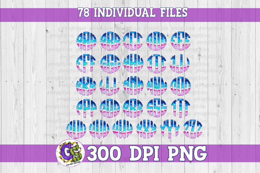 Pink Sands Beach Monogram Set PNG for Sublimation