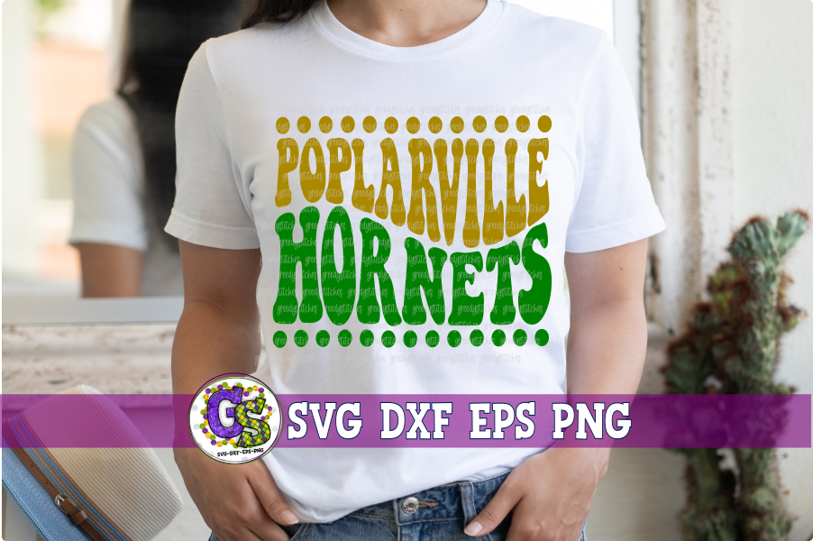Poplarville Hornets Groovy Wave SVG DXF EPS PNG
