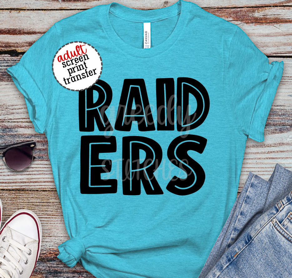 Raiders Line ADULT Screen Print Transfer