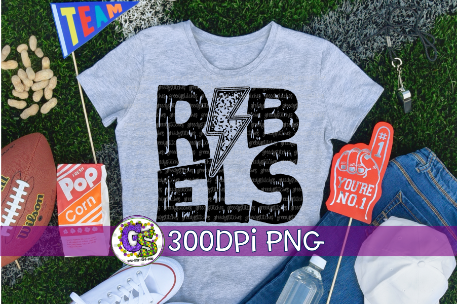 Rebels Grunge Lightning Bolt PNG for Sublimation