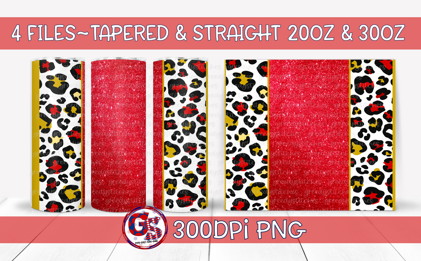 Red Gold Tumbler Wraps PNG for Sublimation