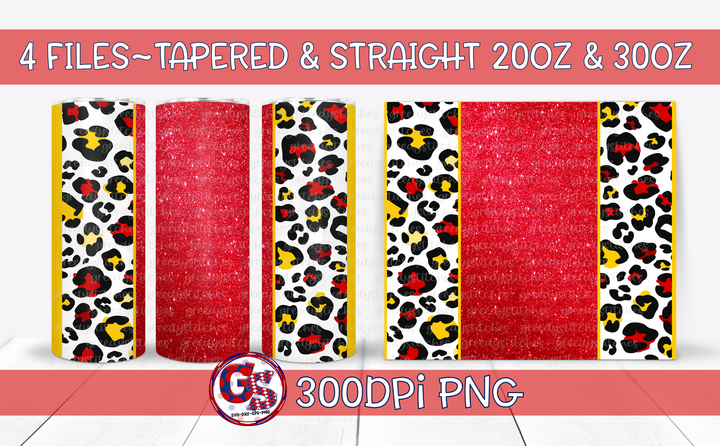 Red Yellow Tumbler Wraps PNG for Sublimation