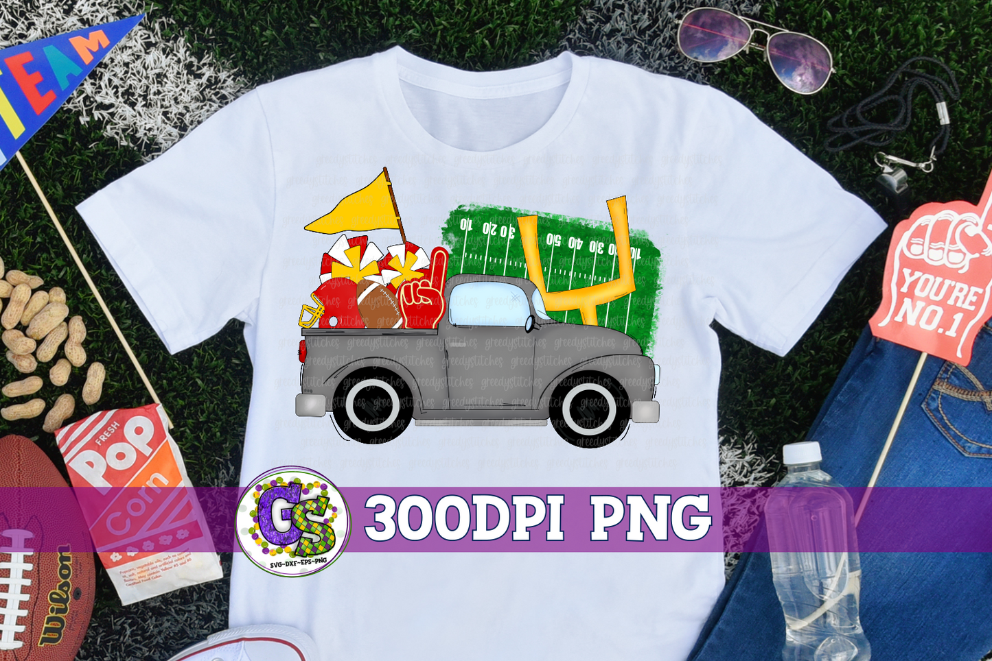 Football Truck Red Yellow PNG for Sublimation