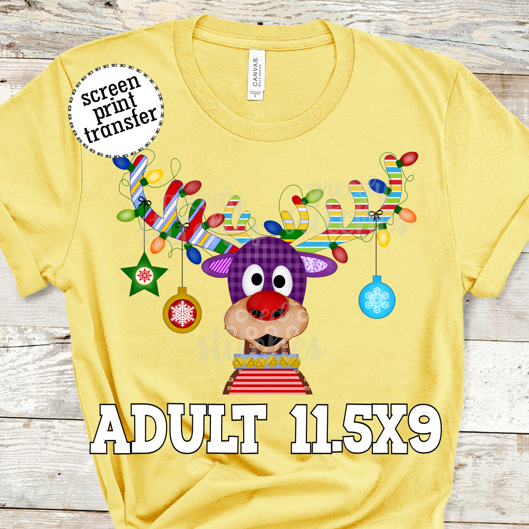 Christmas Reindeer ADULT Screen Print Transfer