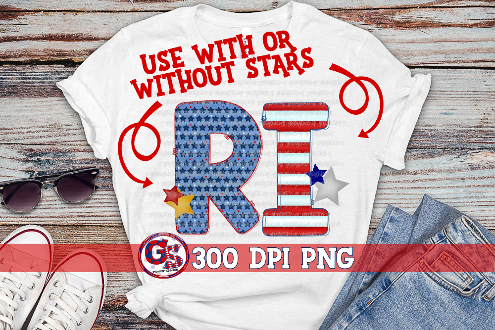 Patriotic Rhode Island RI PNG for Sublimation
