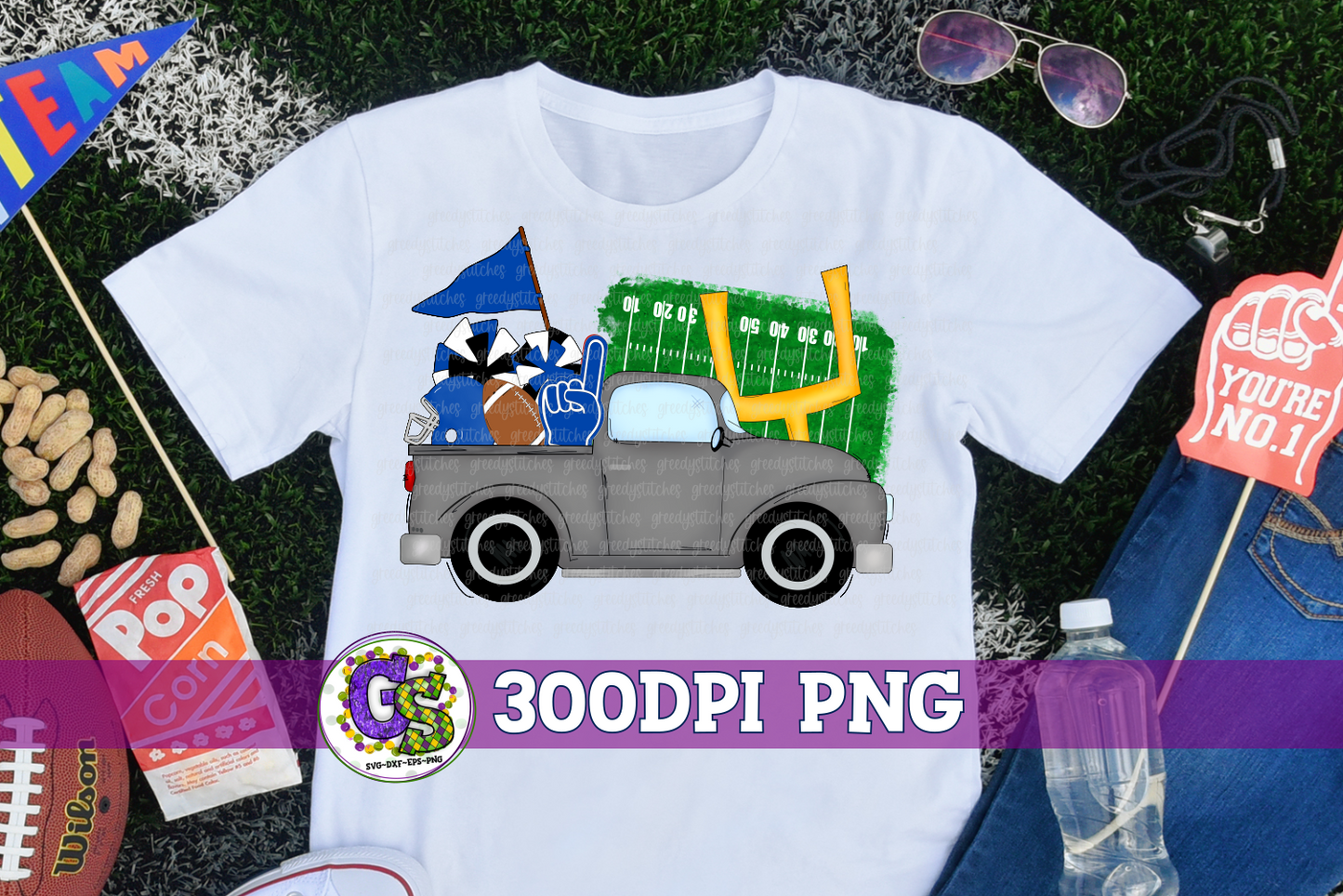 Football Truck Royal Black PNG for Sublimation