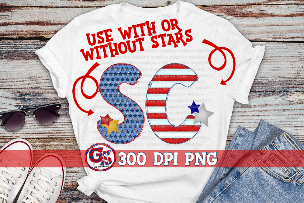 Patriotic South Carolina SC PNG for Sublimation