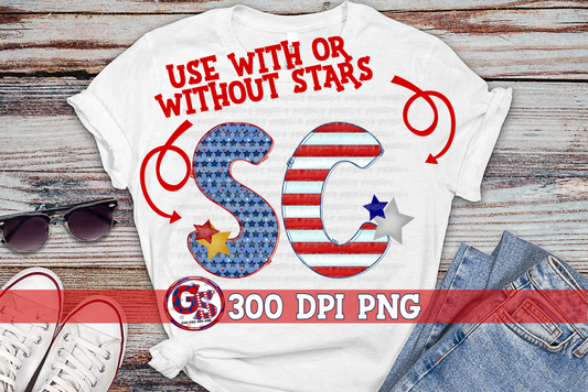 Patriotic South Carolina SC PNG for Sublimation