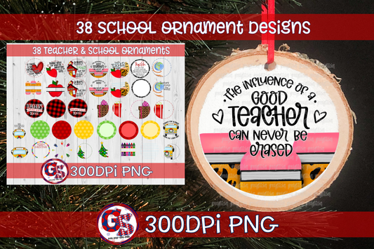 School Christmas Ornament PNG Bundle for Sublimation