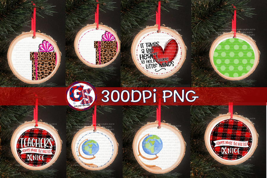 School Christmas Ornament PNG Bundle for Sublimation