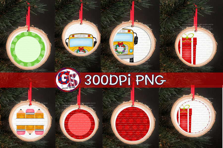 School Christmas Ornament PNG Bundle for Sublimation