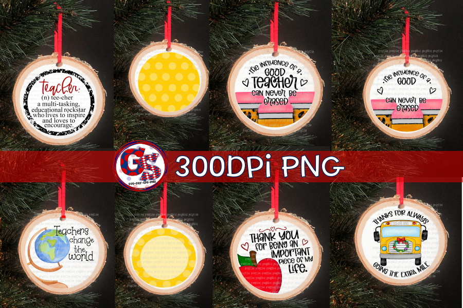 School Christmas Ornament PNG Bundle for Sublimation