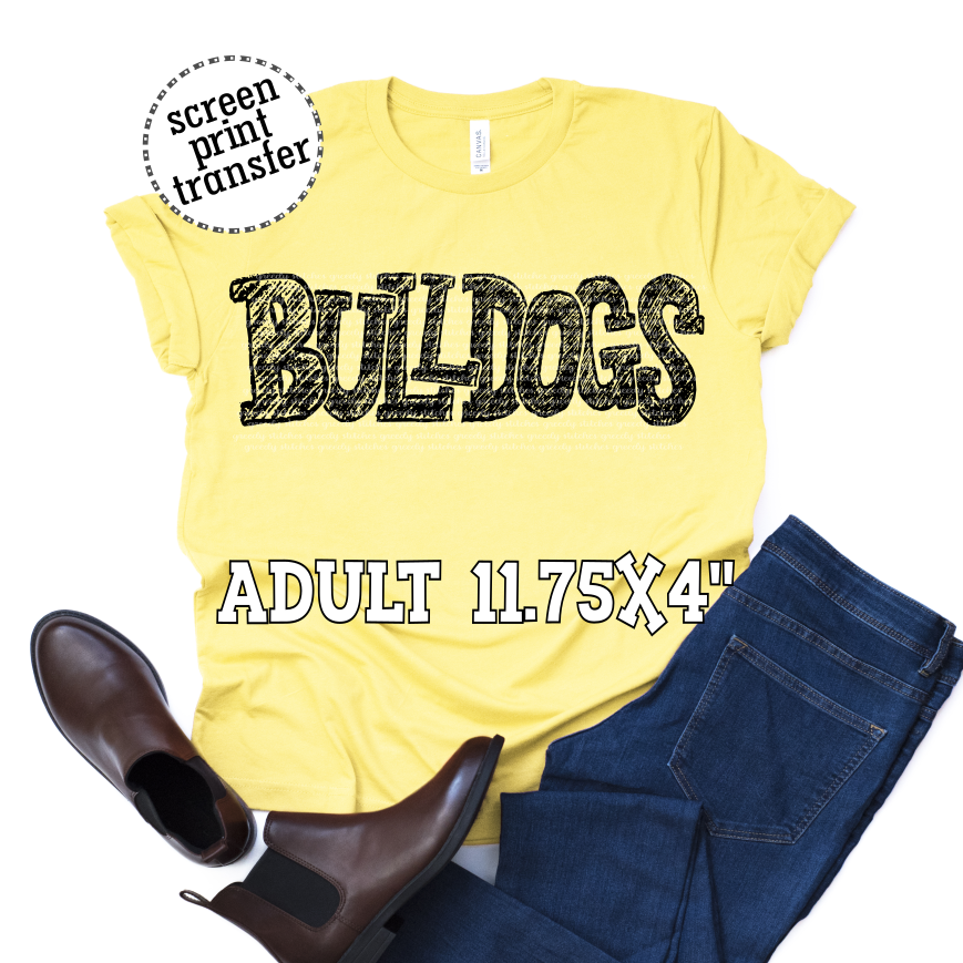 Bulldogs Scribble ADULT Screen Print Transfer