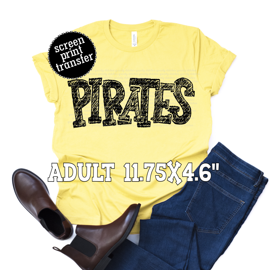 Pirates Sketch ADULT Screen Print Transfer