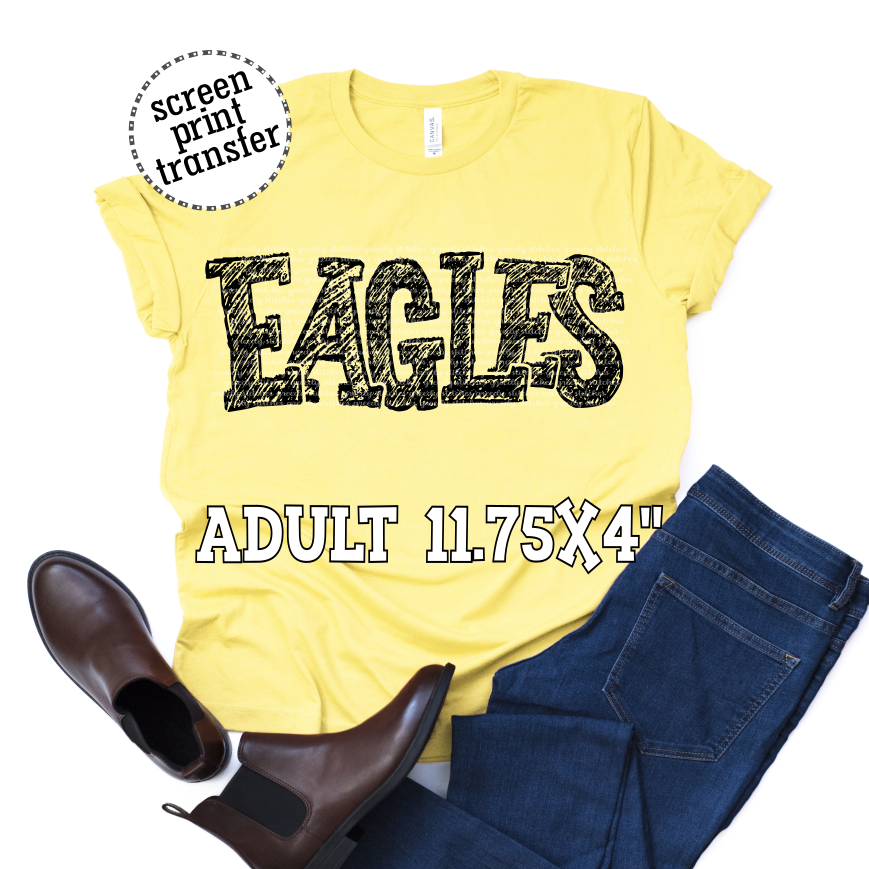 Eagles Scribble ADULT Screen Print Transfer