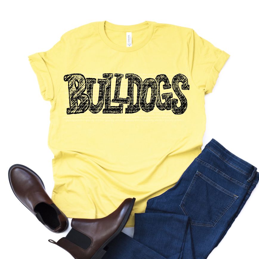 Bulldogs Scribble ADULT Screen Print Transfer