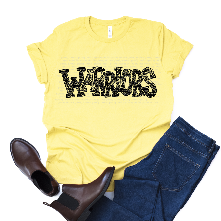 Warriors Sketch ADULT Screen Print Transfer