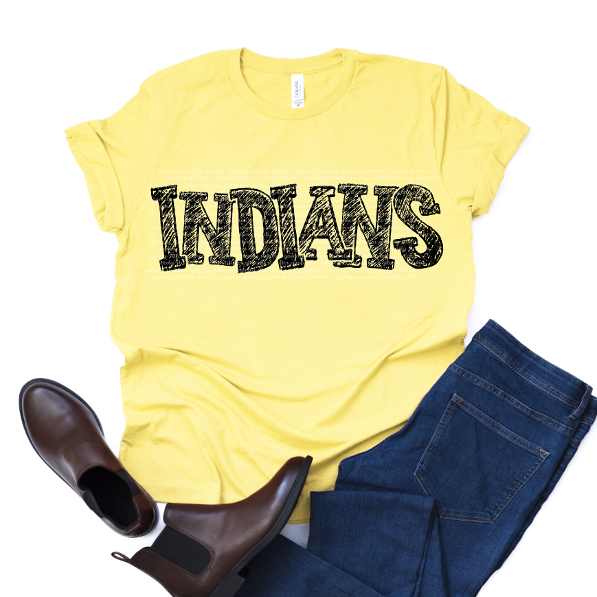 Indians Scribble ADULT Screen Print Transfer