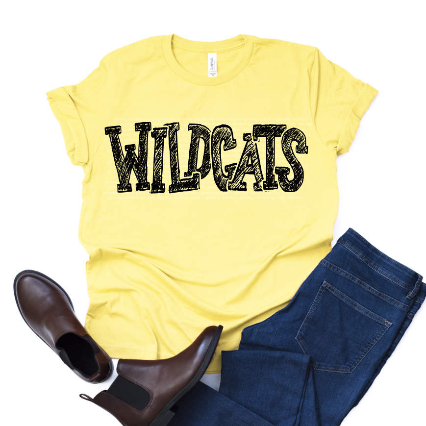 Wildcats Scribble Adult Screen Print Transfer