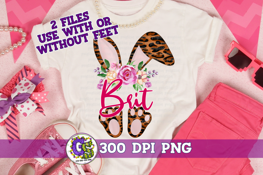 Leopard Easter Bunny Ears and Feet PNG for Sublimation
