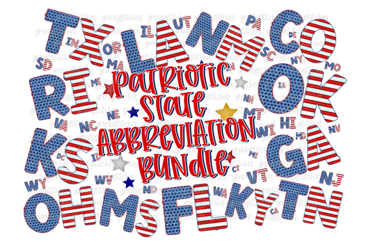 Patriotic States Bundle PNG for Sublimation