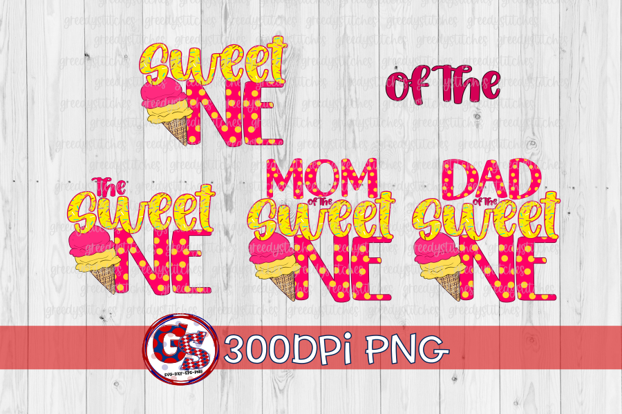 Sweet One Ice Cream PNG Bundle for Sublimation