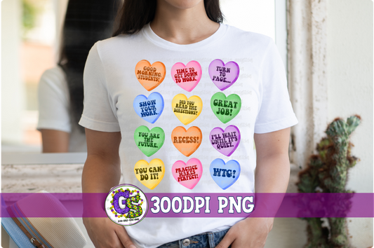 Teacher Conversation Hearts PNG