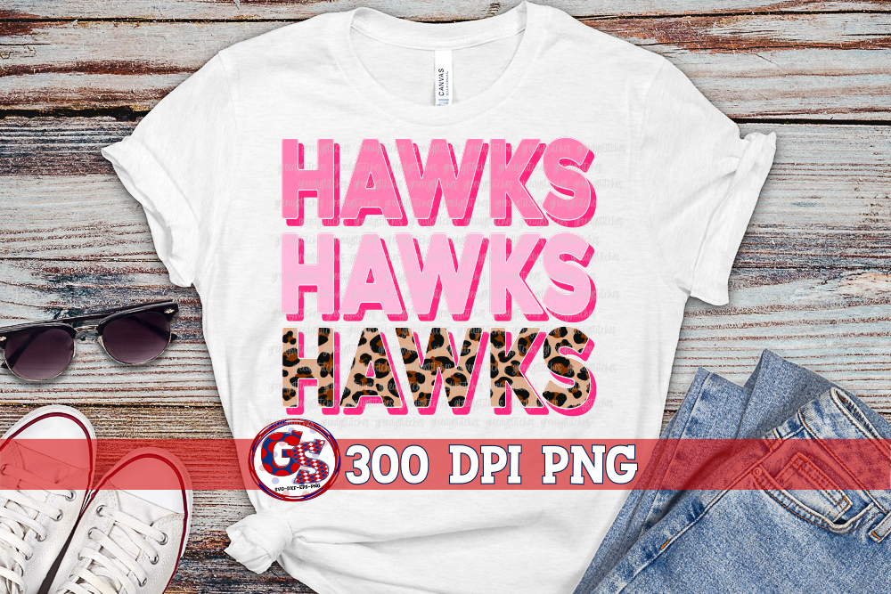 Hawks Breast Cancer Awareness Pink & Leopard Sublimation Transfer