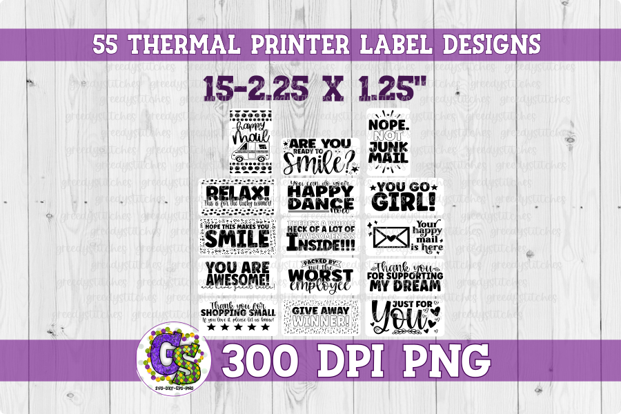 Thermal Printer Label PNG Bundle