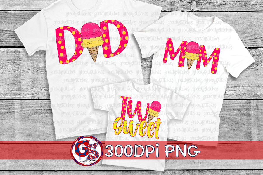 Two Sweet Ice Cream PNG Bundle for Sublimation