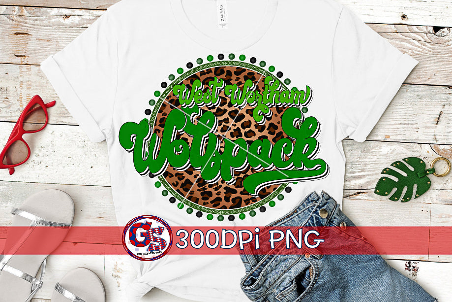 West Wortham Wolfpack Retro Medallion PNG for Sublimation