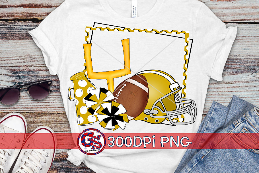 Football Frame Gold PNG for Sublimation