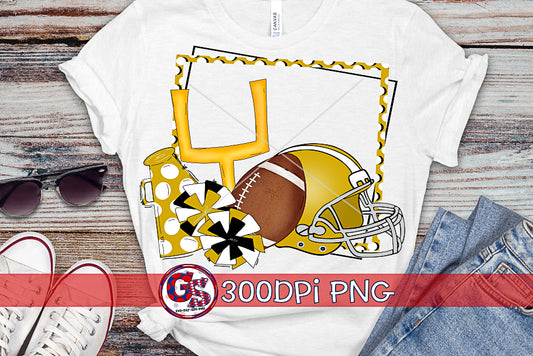 Football Frame Gold PNG for Sublimation