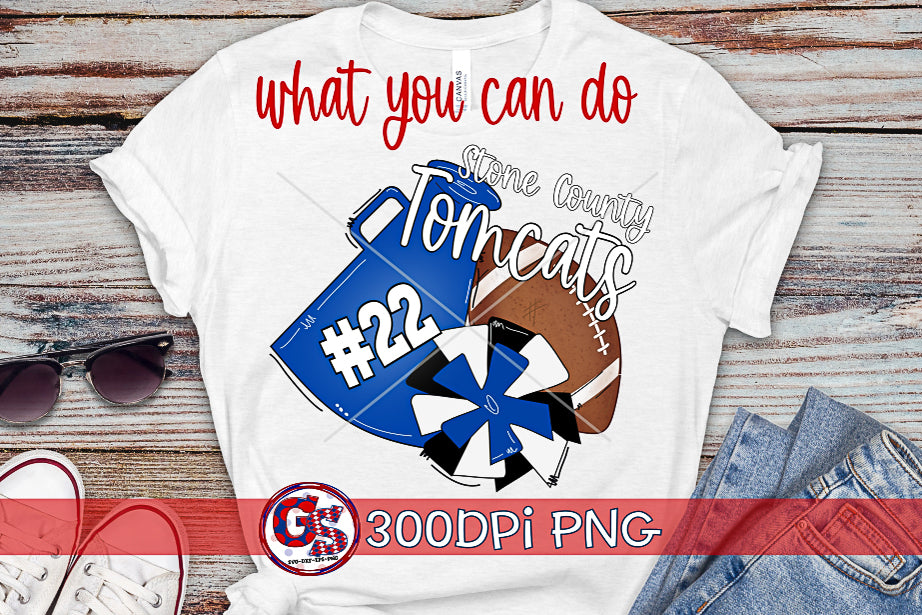 Football Megaphone Pom Pom Navy and Red PNG for Sublimation