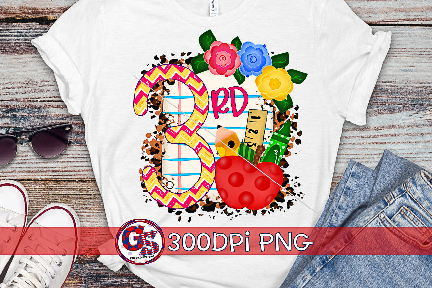 3rd Grade Back to School PNG for Sublimation