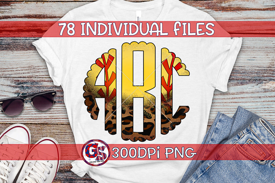 Softball Scalloped Monogram Font Set PNG for Sublimation