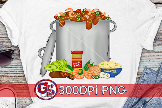 Gumbo Pot PNG Files for Sublimation