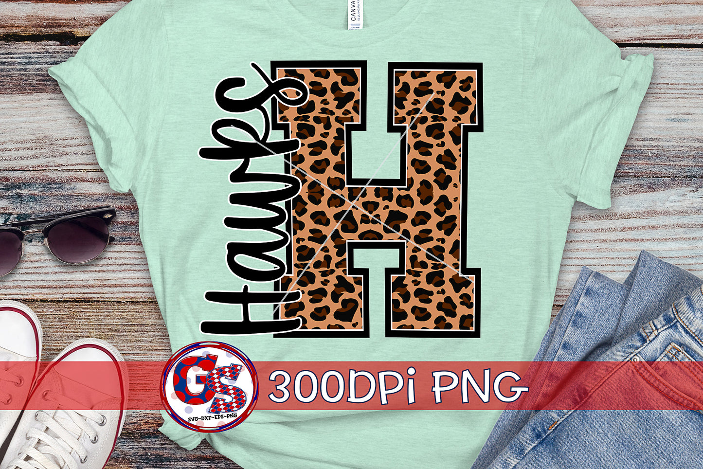 Leopard Print Hawks H PNG for Sublimation