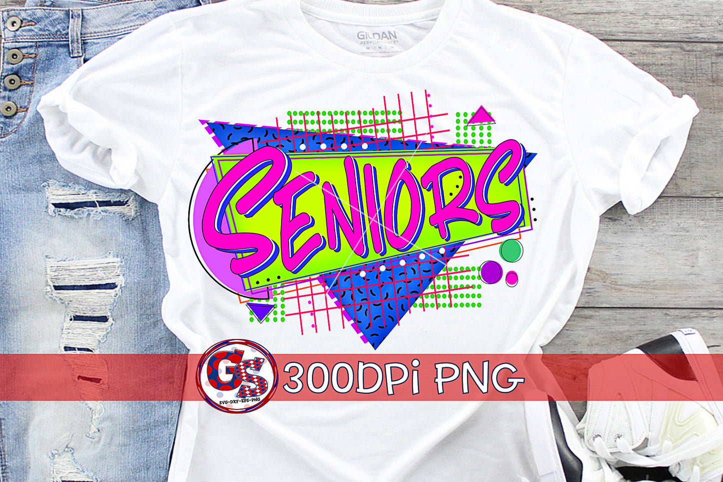 Senior 90s Geometric Shapes PNG for Sublimation