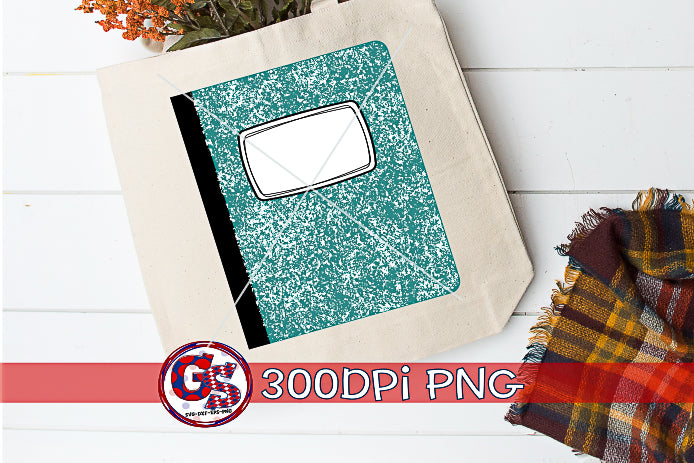 Teal Composition Notebook PNG for Sublimation