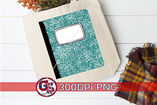 Teal Composition Notebook PNG for Sublimation