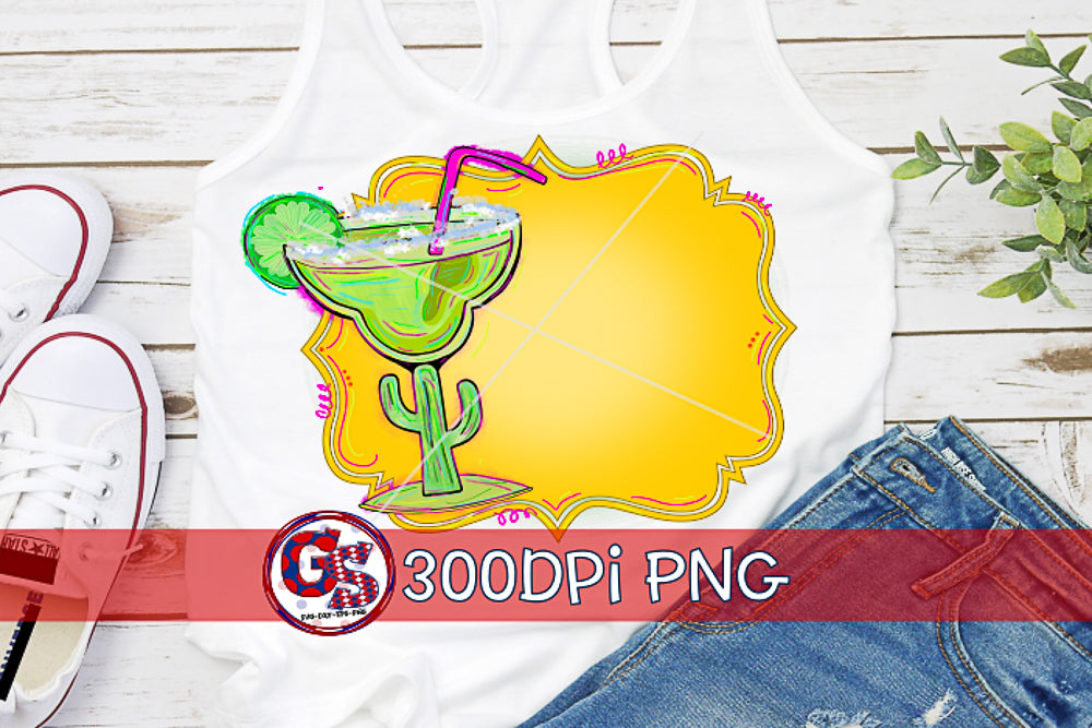 Margarita Frame Yellow PNG for Sublimation