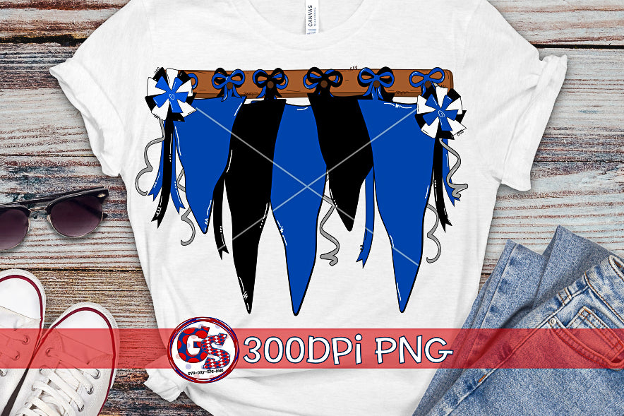 Royal Blue and Black Spirit Pennants PNG for Sublimation-Homecoming PNG